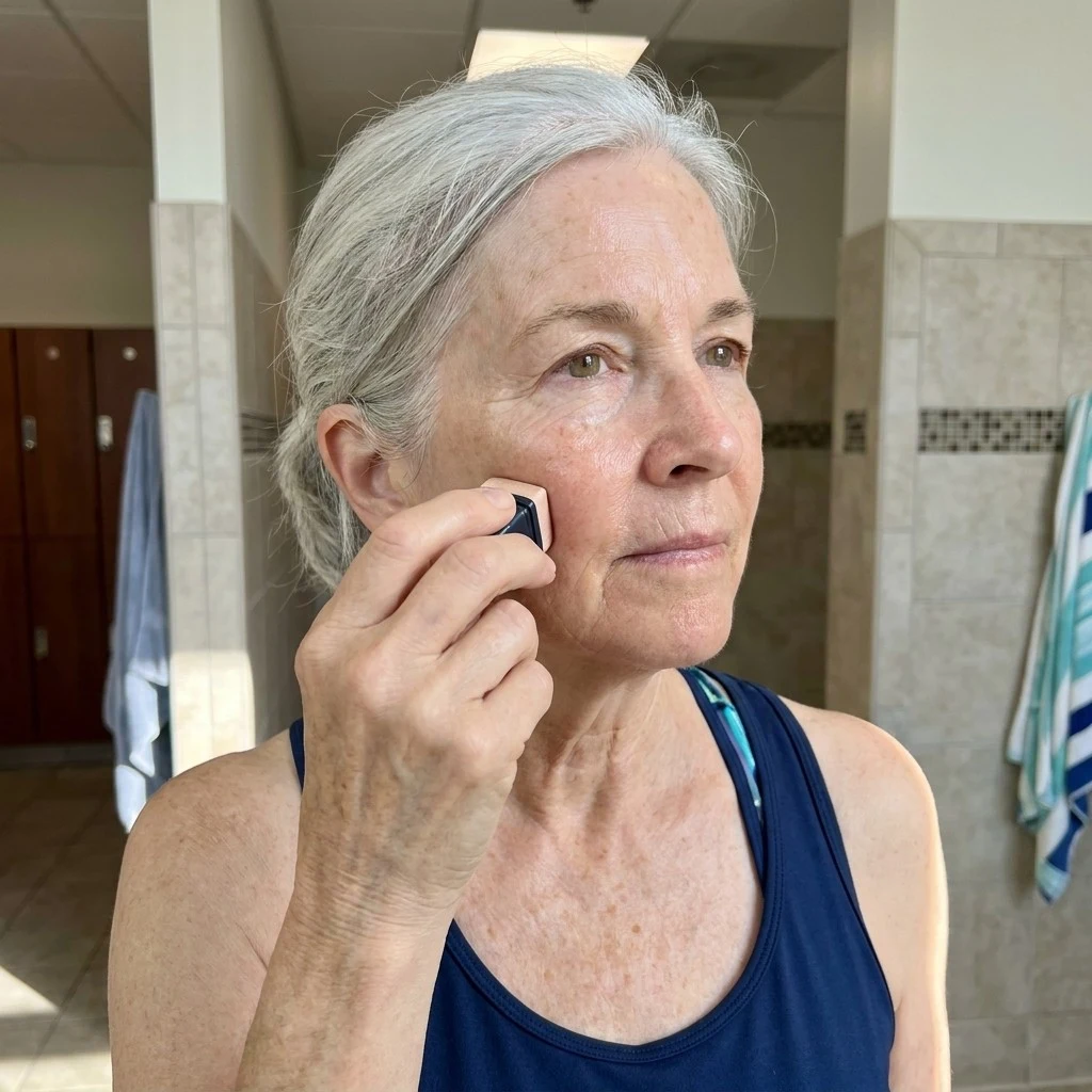 Rosemary swimming laps at month 8 — her whole routine is two 30-second stamps a week