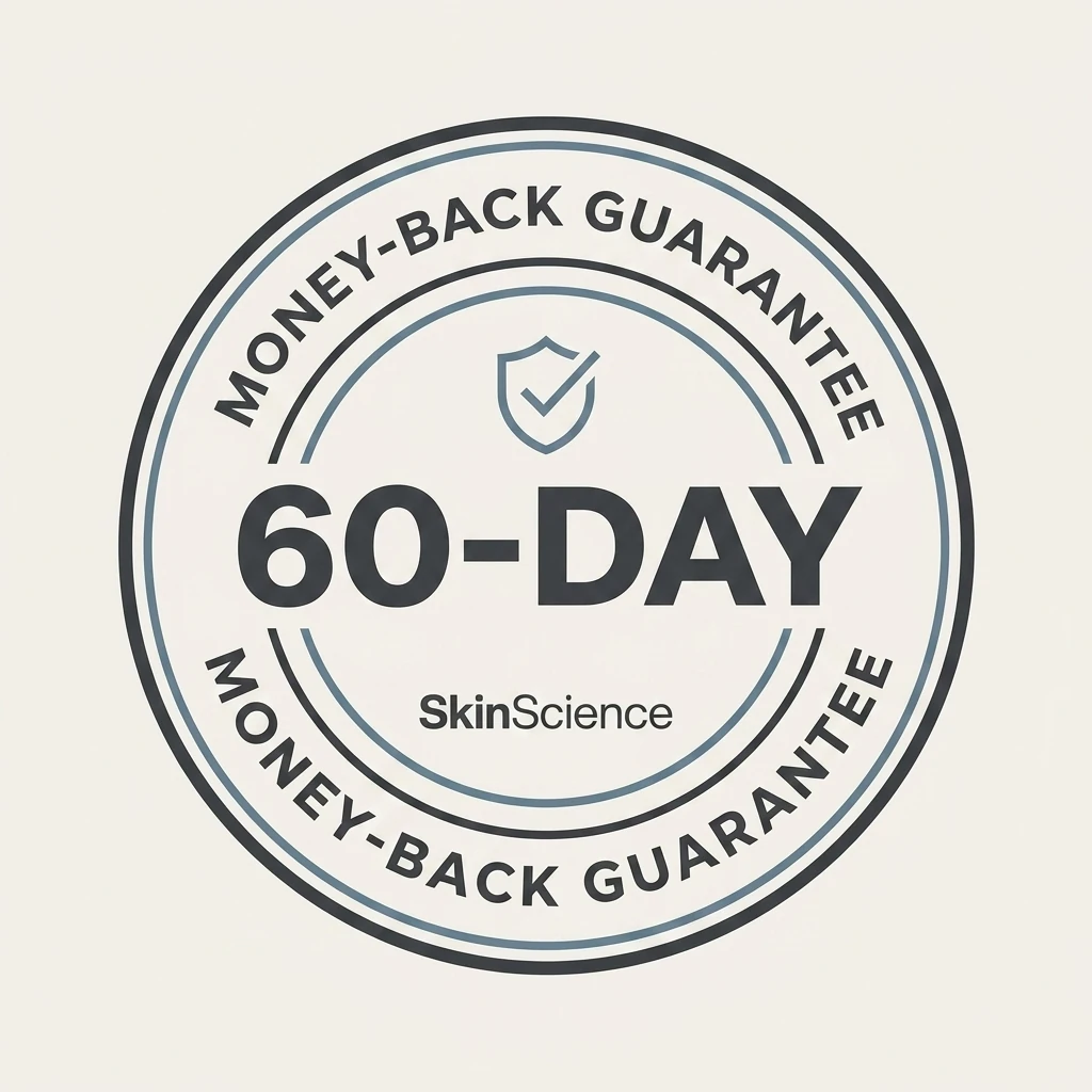 60-day money-back guarantee seal — full refund if your skin isn't smoother, even a half-empty jar