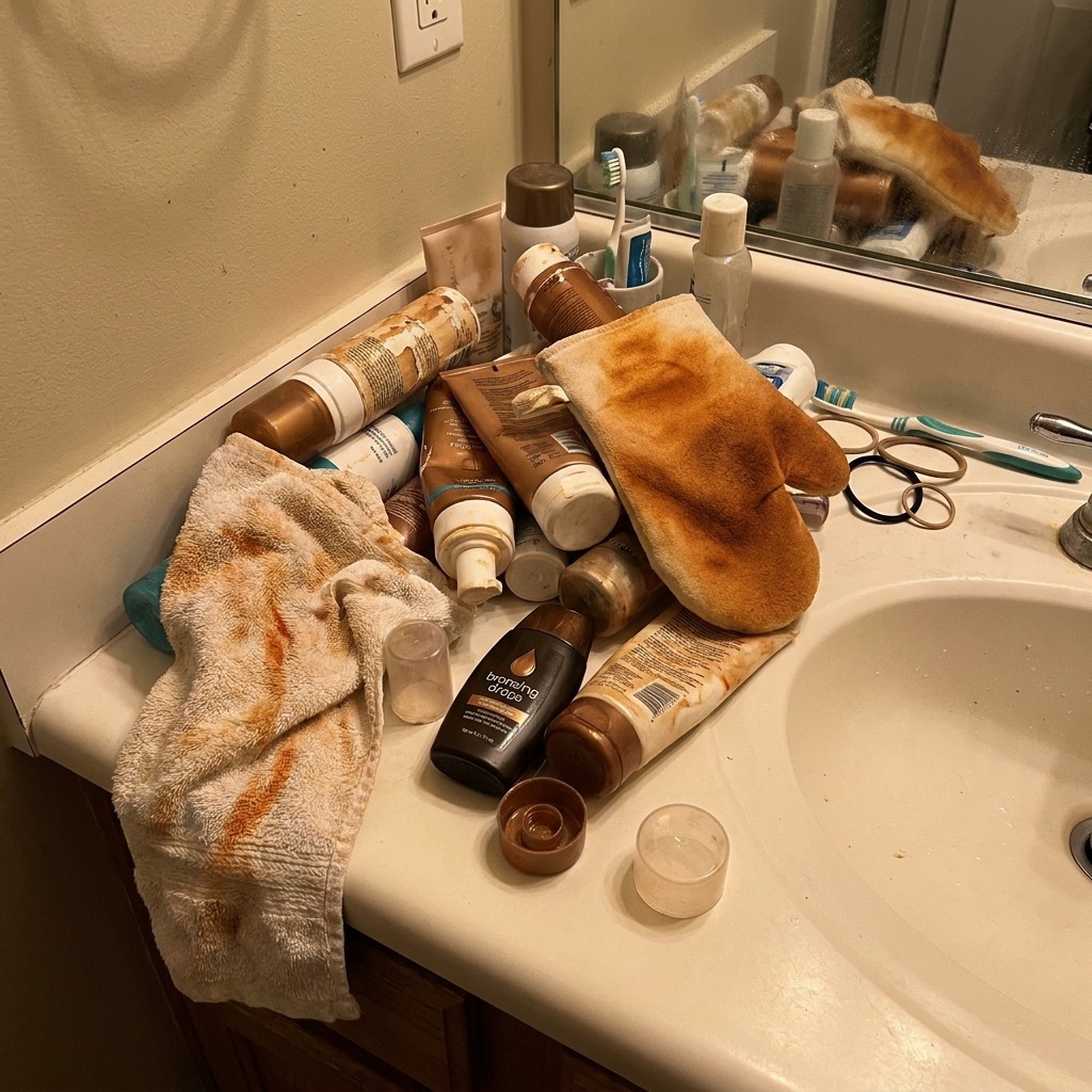 Bronze — the pile of products she tried and gave up on before