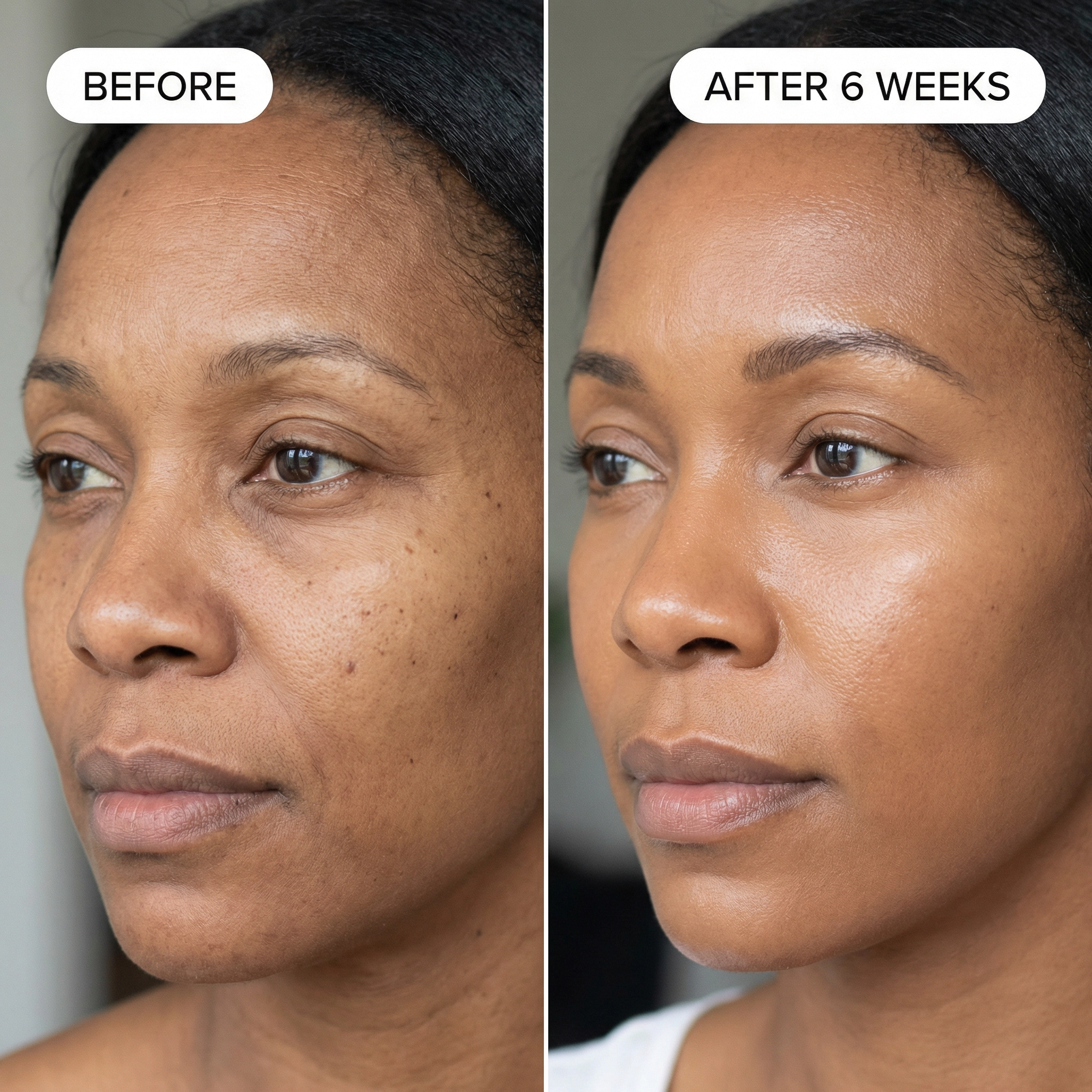 a woman's face before and after a photo