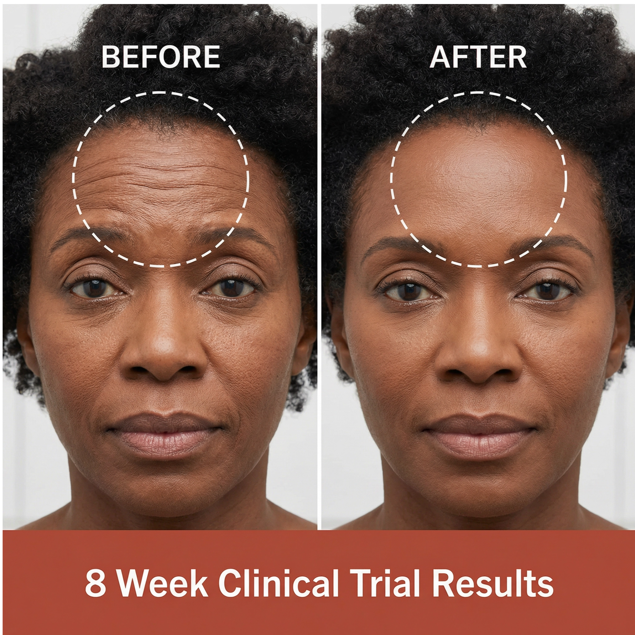 Skin Science Clinical Peptide Serum before and after comparison in the reduction of fine lines and wrinkles.