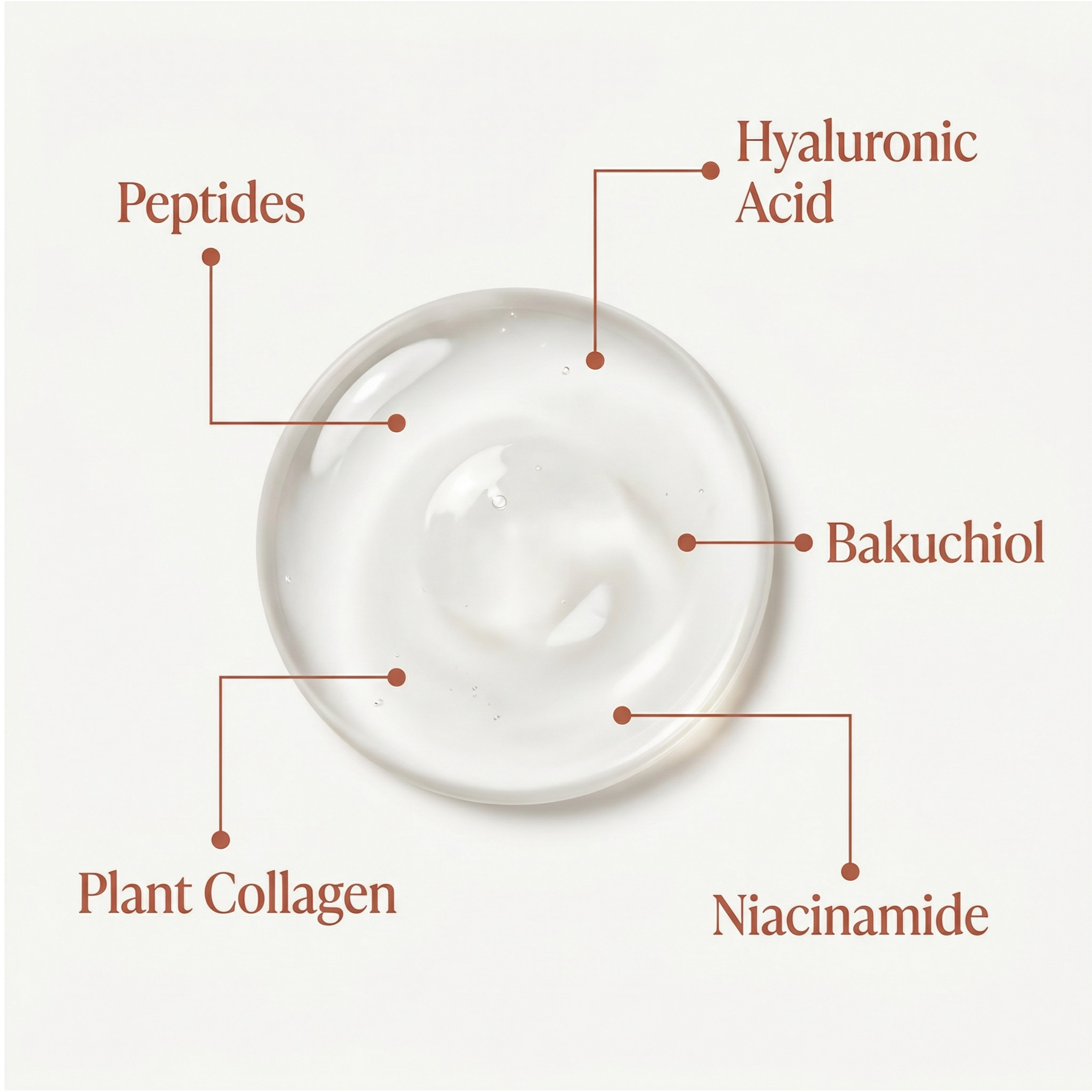 Skin Science Repair Serum Ingredients with text labels on a serum drop.
