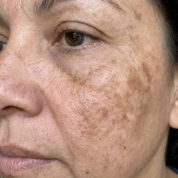 Sharon's cheek — before (melasma)